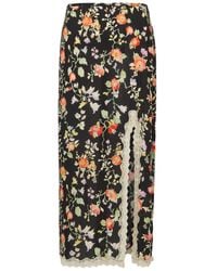 RIXO London - Sibilla Floral-Print Midi Skirt - Lyst
