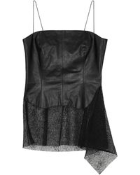 Helmut Lang - Lace-panelled Leather Top - Lyst