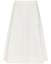 KHAITE - Artin Flared Cotton-Poplin Midi Skirt - Lyst
