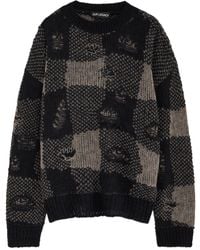 Our Legacy - Checked Distressed Knitted Jumper - Lyst