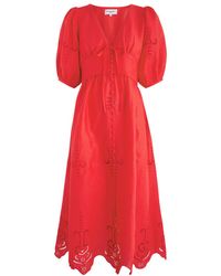 Evi Grintela - River Eyelet-Embroidered Linen-Blend Midi Dress - Lyst