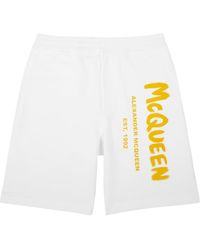 Alexander McQueen - Graffiti Logo-Print Cotton Shorts - Lyst