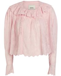 Isabel Marant - Zelly Embroidered Cotton-Blend Blouse - Lyst