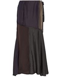 Maison Margiela - Panelled Striped Satin Midi Skirt - Lyst