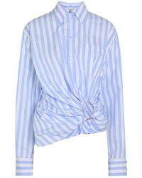 Sportmax - Striped Cropped Cotton-Poplin Shirt - Lyst