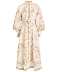 Zimmermann - Baroque-Inspired Midi Dress With Voluminous Sleeves - Lyst