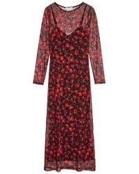 Never Fully Dressed - Soho Cherry-Print Mesh Midi Dress - Lyst