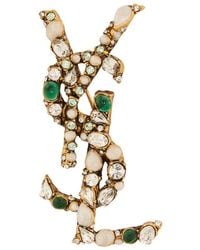 Saint Laurent - Cassandre Stone-Embellished Brooch - Lyst