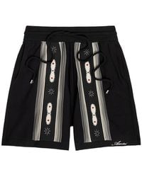 Amiri - Striped Embellished Wool-Blend Shorts - Lyst