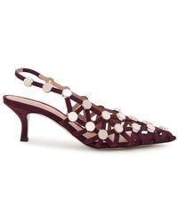 The Attico - Grid 50 Embellished Suede Slingback Pumps - Lyst