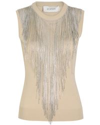 Sportmax - Crystal-Embellished Fine-Knit Top - Lyst