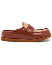 Birkenstock - Naples Wrapped Raffia And Leather Loafers - Lyst