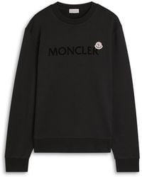 Moncler - Logo Badge Cotton Sweatshirt - Lyst