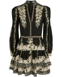 Alice + Olivia - Valencia Deep V Long Sleeve Mini Dress - Lyst
