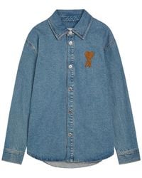Ami Paris - Logo-Appliquéd Denim Overshirt - Lyst