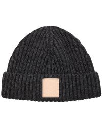 Loewe - Logo-Appliqué Ribbed Cashmere Beanie - Lyst