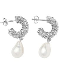 Missoma - Pearl Drop-Plated Hoop Earrings - Lyst