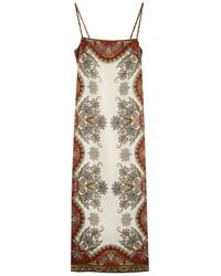 Veronica Beard - Petra Paisley-Print Linen Midi Dress - Lyst