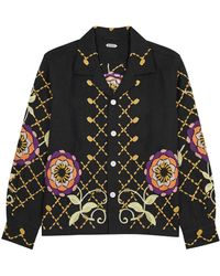 Bode - Louie Floral-Embroidered Linen Shirt - Lyst