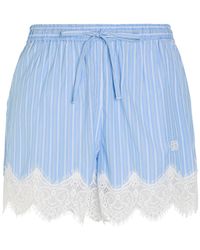 Jonathan Simkhai - Emmie Striped Lace-Trim Cotton-Poplin Shorts - Lyst