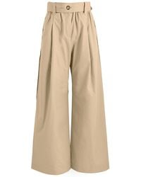 Moncler - Wide-Leg Cotton-Blend Poplin Trousers - Lyst