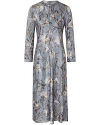 Vince - Floral-print Crinkled Satin Midi Dress - Lyst