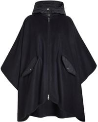 Moncler - Hooded Shell And Wool-Blend Cape Coat - Lyst