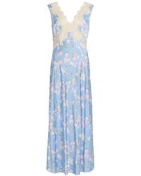 RIXO London - Lysandra Floral-Print Satin Midi Dress - Lyst