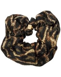 Ganni - Leopard-Print Metallic Cloqué Scrunchie - Lyst