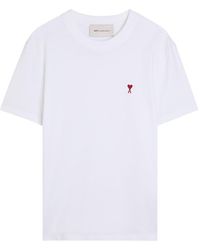 Ami Paris - Logo-Embroidered Cotton T-Shirt - Lyst