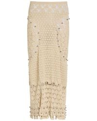 Rabanne - Bead-Embellished Crochet Cotton Midi Skirt - Lyst