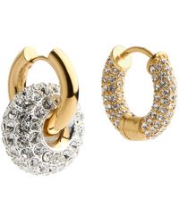 Timeless Pearly - Crystal-Embellished 24Kt-Plated Hoop Earrings - Lyst