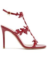 Gianvito Rossi - Ocean 95 Coral-Design Glossed Nappa Sandals - Lyst