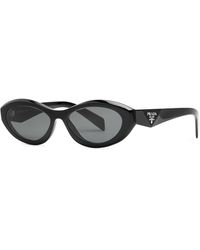 Prada - Oval-frame Sunglasses , Designer-engraved Lenses, Designer-stamped Temples, 100% Uv Protection - Lyst