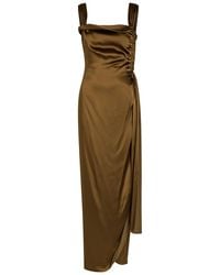 Maison Margiela - Draped Satin And Silk-Blend Maxi Dress - Lyst