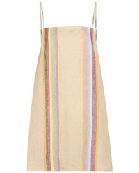 STAUD - Laura Striped Linen Mini Dress - Lyst
