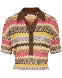 Faithfull the Brand - Raya Chevron Pointelle Metallic-Knit Polo Top - Lyst