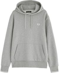Fred Perry - Logo-Embroidered Hooded Cotton Sweatshirt - Lyst