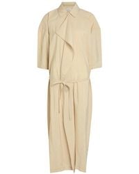 Lemaire - Belted Brushed Silk-Blend Midi Shirt Dress - Lyst