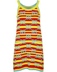 Gucci - gg Monogrammed And Striped Mini Dress - Lyst