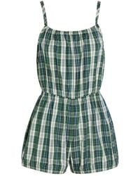 Suzie Kondi - Dassia Checked Cotton-Poplin Romper - Lyst