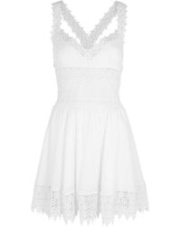 Charo Ruiz - Ornella Lace-trimmed Cotton-blend Mini Dress - Lyst