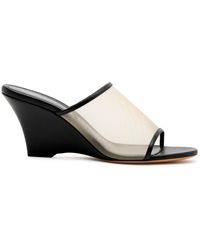 Khaite - Marion 90 Mesh And Leather Wedge Mules - Lyst