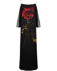Alexander McQueen - Rose-Print Silk-Georgette Maxi Dress - Lyst