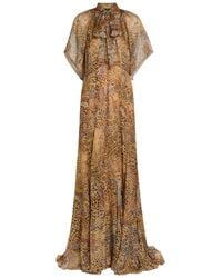 Etro - Leopard-Print Silk Maxi Dress - Lyst