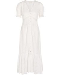 LoveShackFancy - Tarragon Embroidered Cotton Midi Dress - Lyst