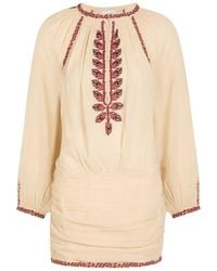 Isabel Marant - Ludy Embroidered Cotton Mini Dress - Lyst