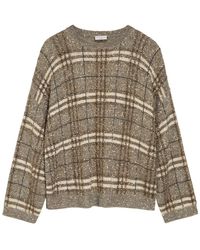 Brunello Cucinelli - Checked Embellished Knit Jumper - Lyst