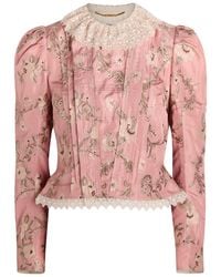 Chloé - Baroque Silkblend Taffeta Jacket With Floral Jacquard - Lyst