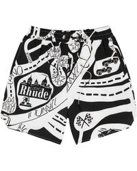 Rhude - Strada Printed Silk Shorts - Lyst